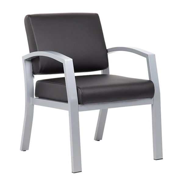 Boss Office Products Contemporary Styled Black Guest Chair Brushed Nickle Frame