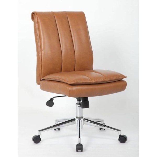 Boss Office Products Pillow Top Armless Task Chair Caramel Color With Steel Base