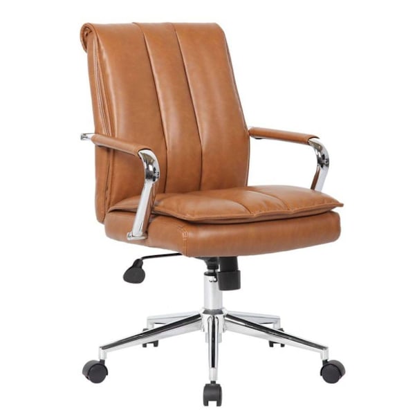 Boss Office Products Pillow-Top Comfort Caramel Desk Chair W/ Fixed Height Arms