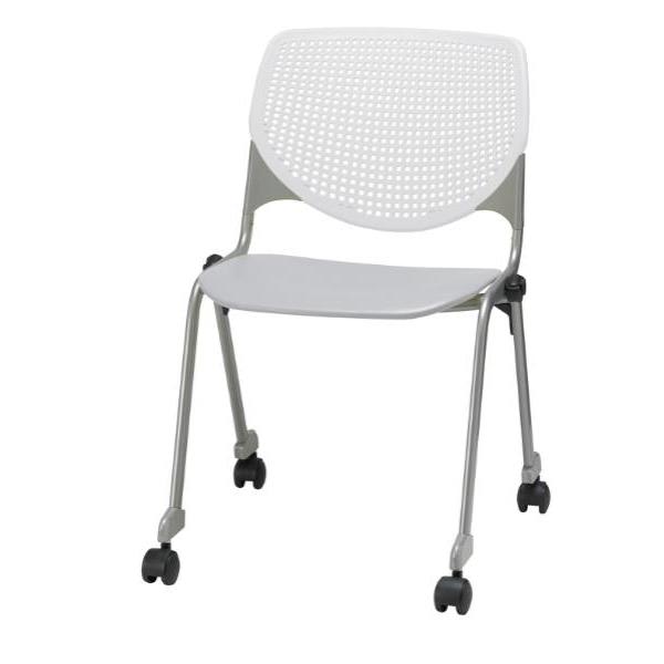 Kfi Seating Kool, White Back, Light Gray Seat