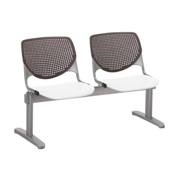 Kfi Seating Kool 2-Seat Reception Bench, Brownstone Backs, White Seats