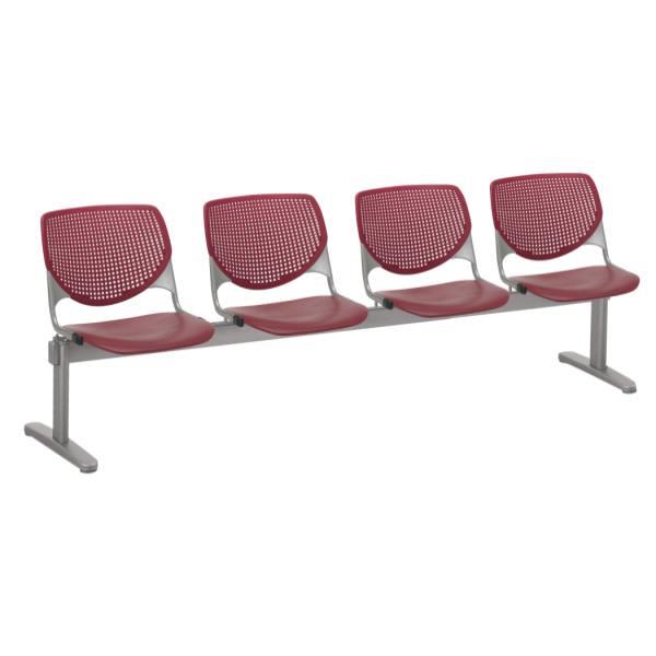 Kfi Seating Kool 4-Seat Reception Bench, Burgundy Seats & Backs