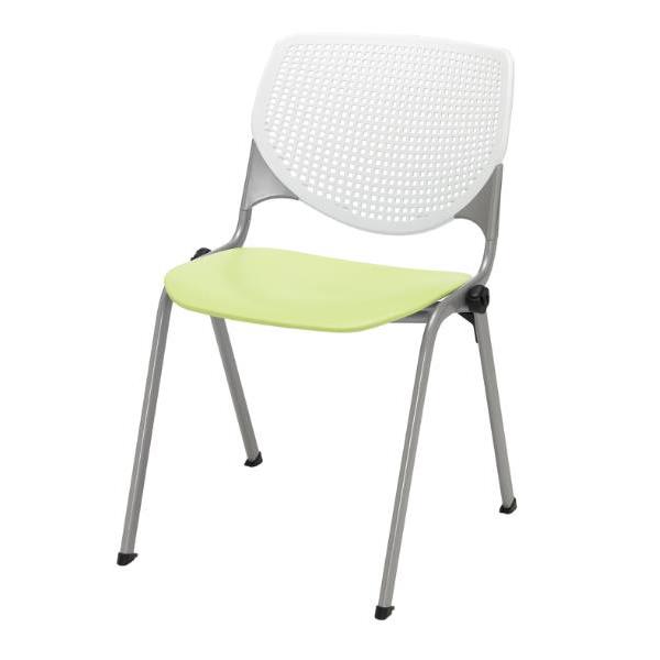 Kfi Seating Kool Stack Chair, White Back, Lime Green Seat