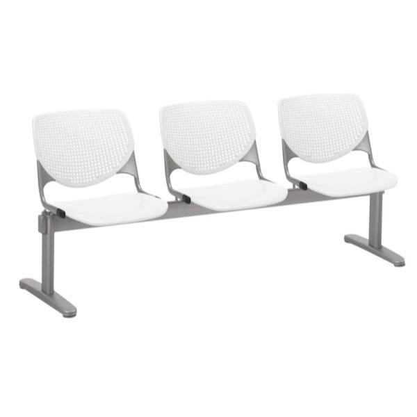 Kfi Seating Kool 3-Seat Reception Bench, White Seats & Back