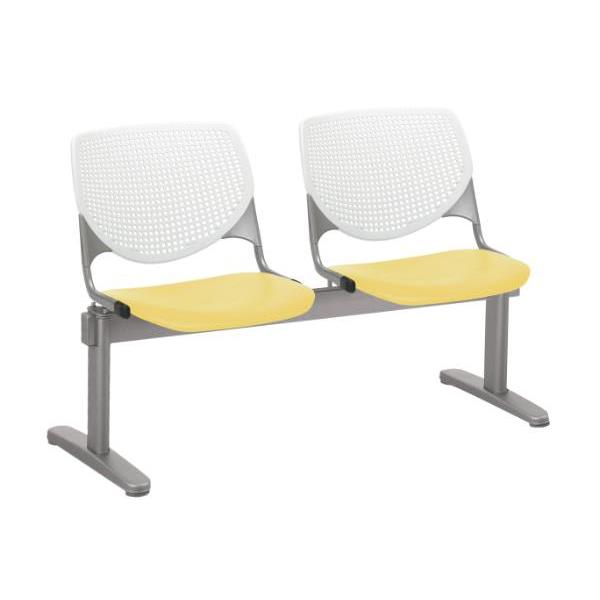 Kfi Seating Kool 2-Seat Reception Bench, White Backs, Yellow Seats