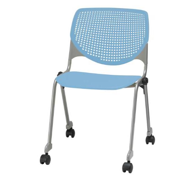 Kfi Seating Kool Stack Chair, Casters, Sky Blue
