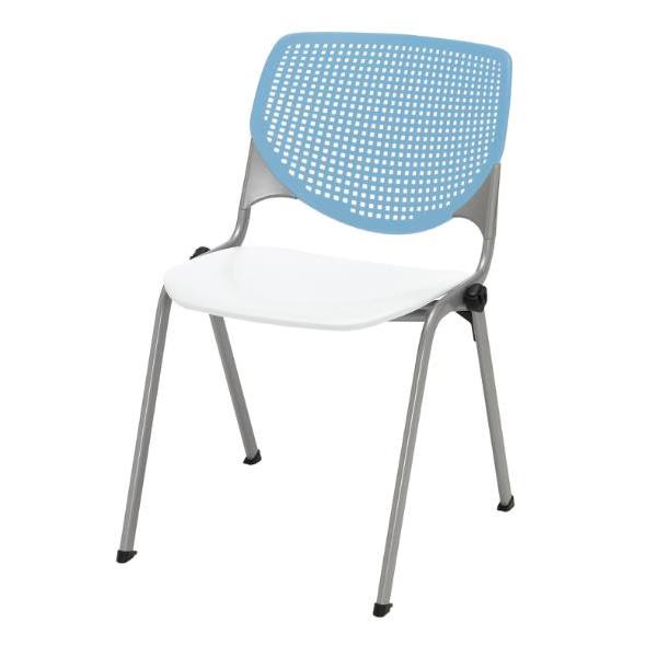 Kfi Seating Kool Stack Chair, Sky Blue Back, White Seat