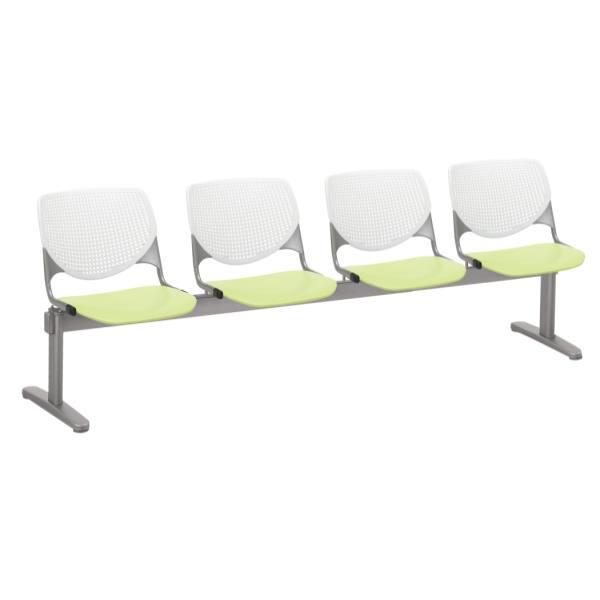 Kfi Seating Kool 4-Seat Reception Bench, White Backs, Lime Green Seats
