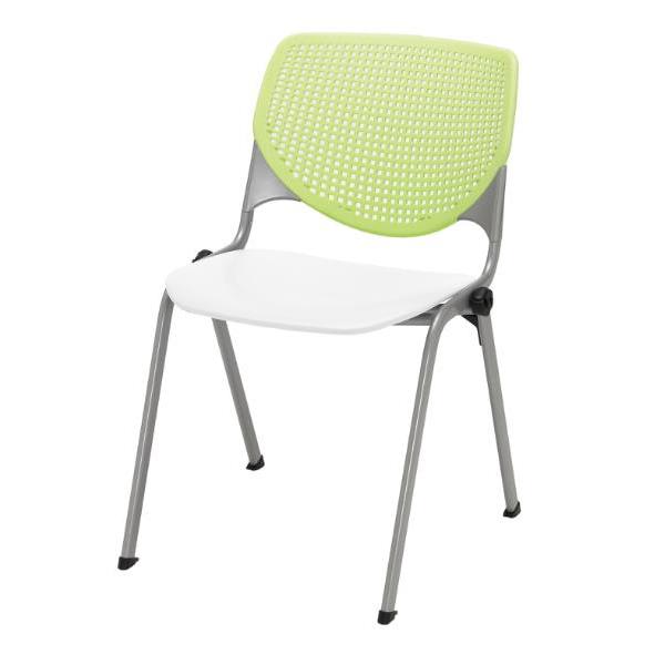 Kfi Seating Kool Stack Chair, Lime Green Back, White Seat
