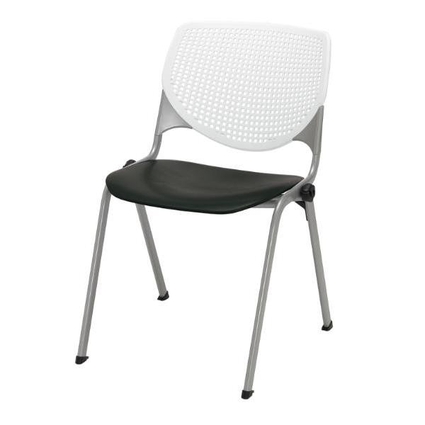 Kfi Seating Kool Stack Chair, White Back, Black Seat