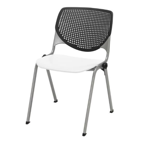 Kfi Seating Kool Stack Chair, Black Back, White Seat