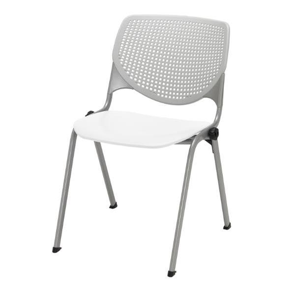Kfi Seating Kool Stack Chair, Light Gray Back, White Seat