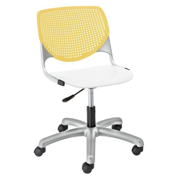 Kfi Seating Kool Computer Chair, Yellow Back, White Seat