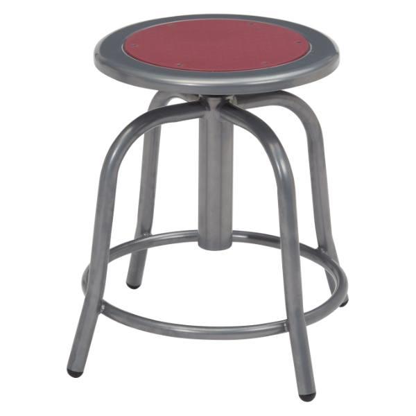 National Public Seating 18” - 24” Swivel Stool, Burgundy Seat And Grey Frame
