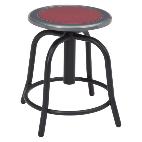 National Public Seating 18” - 24” Swivel Stool, Burgundy Seat And Black Frame