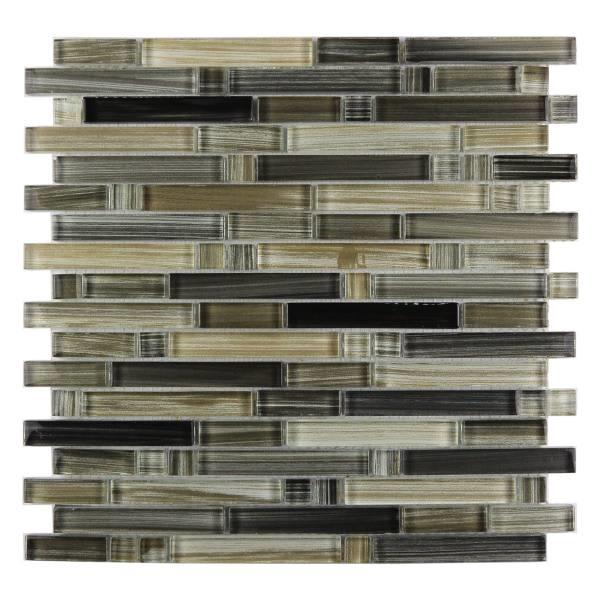 Abolos Handicraft Ii 0.5 X 2Black Glass Linear Mosaic Wall Tile, Case Of 11