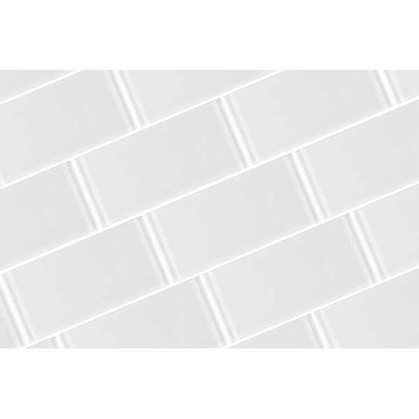 Abolos Metro 3 X 6White Glass Subway Wall Tile, Case Of 80