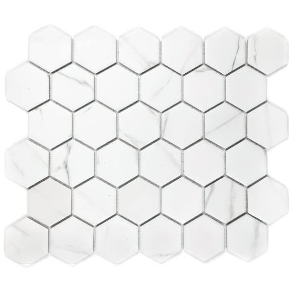 Abolos Monet 2 X 2 Matte White Porcelain Hexagon Mosaic Wall Tile, Case Of 10