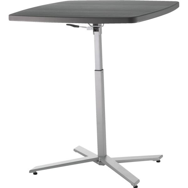 National Public Seating Café Table 30-42" Charcoal Slate Tabletop, Silver Fram