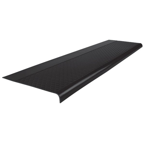 Roppe #31Diamond Design Round Nose Rubber Stair Tread 12 X 4 Ft, Black