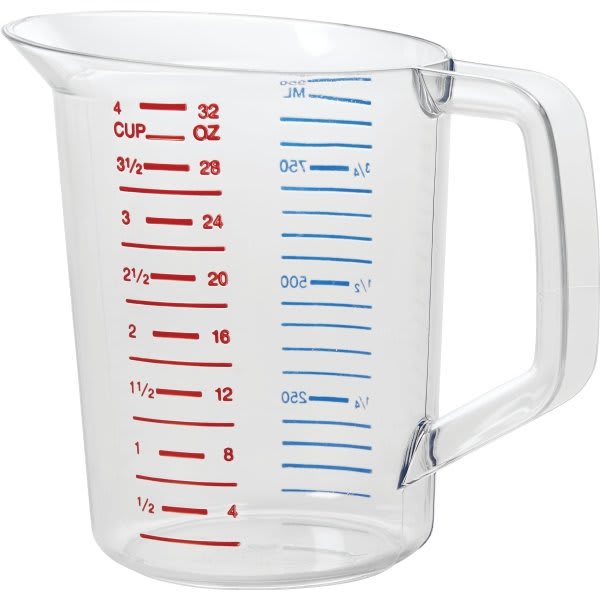 Rubbermaid Commercial 1 Qt Clear Polycarbonate Measuring Cup (6-Pack)