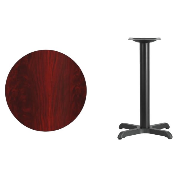 Flash Furniture 24" Round Mahogany Laminate Table Top With 22" X 22" Table Height Base