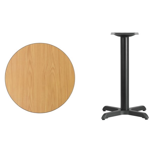 Flash Furniture 24" Round Natural Laminate Table Top With 22" X 22" Table Height Base