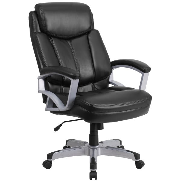 Flash Furniture Big And Tall Black Leather Chair Heavy Duty 22.5" Wide Seat