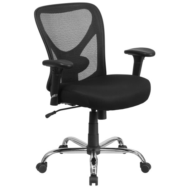 Flash Furniture Big And Tall Black Mesh Chair 2 Thick Foam Padded Seat 22" Wide Seat