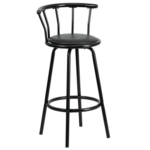 Flash Furniture Crown Back Black Metal Barstool With Black Vinyl Swivel Seat