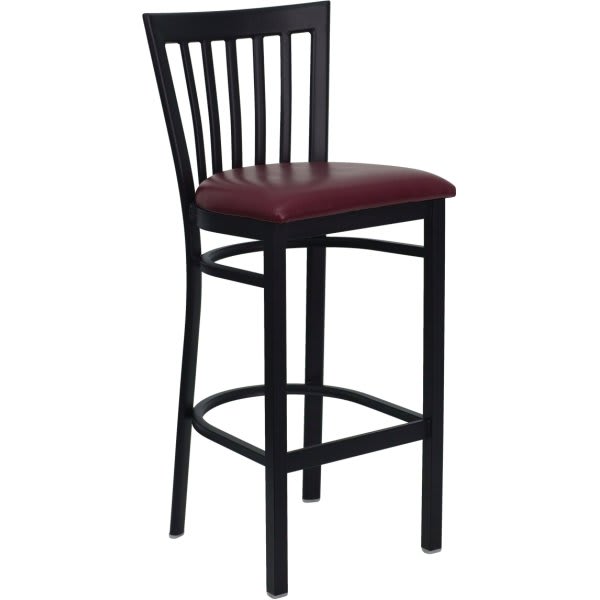 Flash Furniture Hercules Series Black School House Back Metal Barstool Burgundy Vinyl Seat