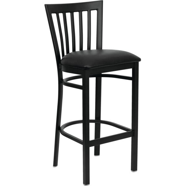 Flash Furniture Hercules Series Black School House Back Metal Barstool Black Vinyl Seat