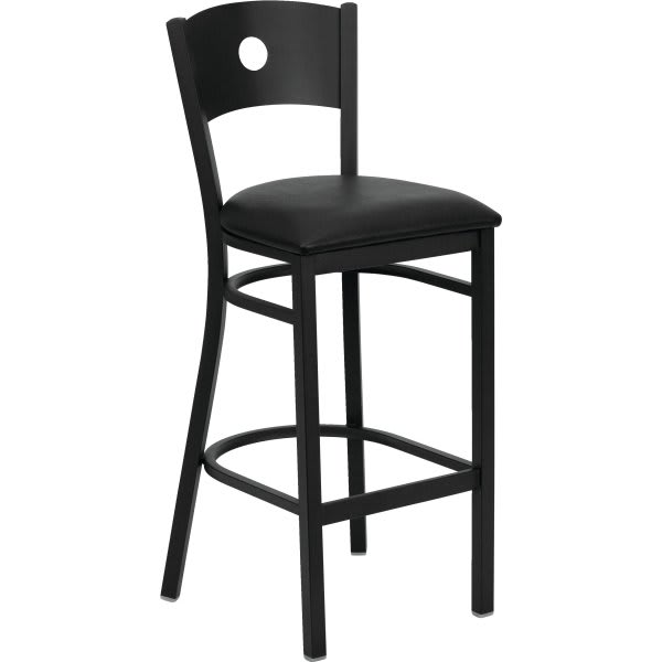 Flash Furniture Hercules Series Black Circle Back Metal Barstool Black Vinyl Seat