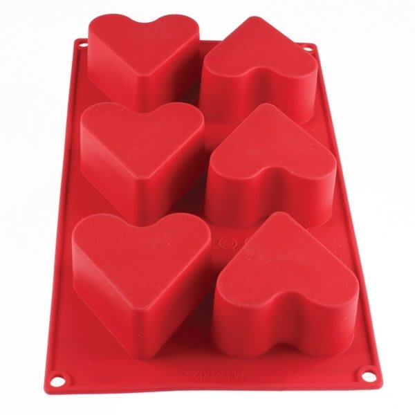 Thunder Group 4.4 Oz Heart High Heat Silicone Baking Mold With 6-Cavities