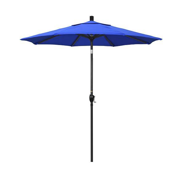California Umbrella 7.5' Pacific Trail Series Aluminum Umbrella, Push Tilt, Black Frame, Sunbrella Pacific Blue Fabric