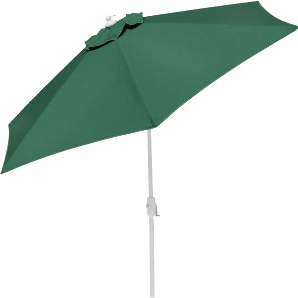 California Umbrella 7.5' Pacific Trail Series Aluminum Umbrella, Push Tilt, Black Frame, Sunbrella Forest Green Fabric