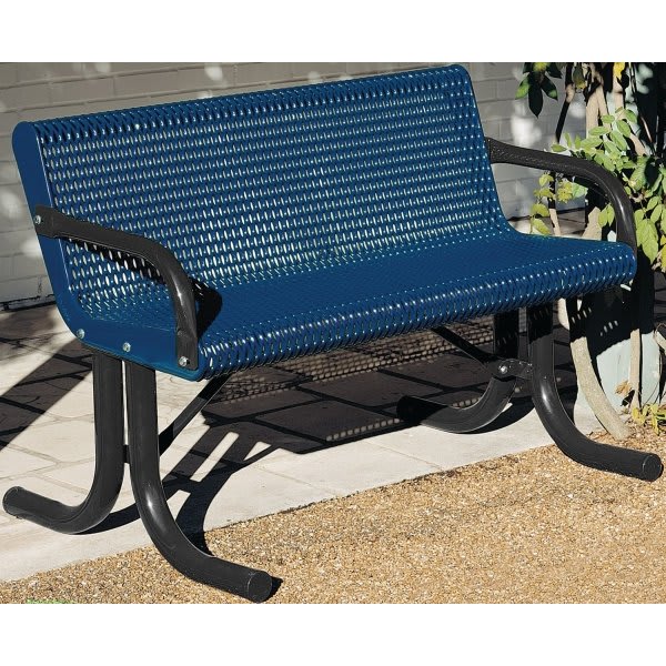 Ultrasite Portable Courtyard Bench, Blue Galvanized Steel, 6'