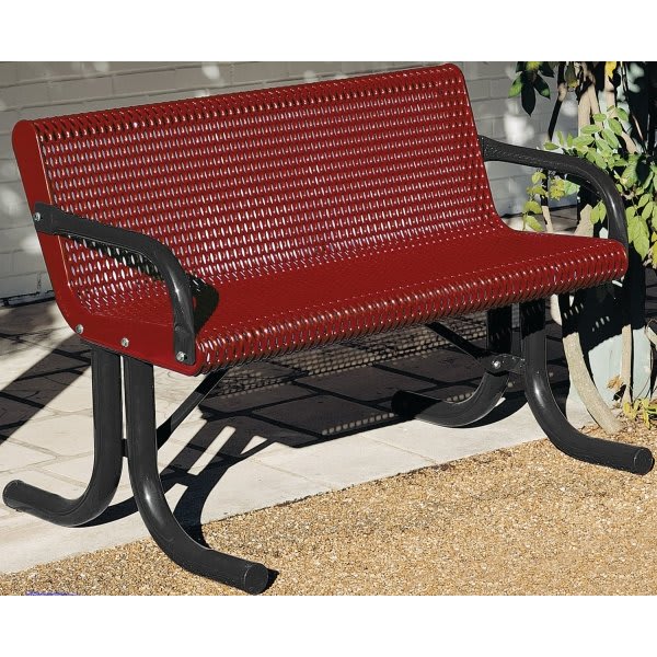 Ultrasite Portable Courtyard Bench, Red, Galvanized Steel, 6'