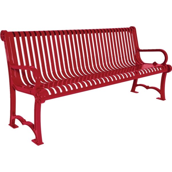 Ultrasite Rendezvous Bench, Red Slotted Steel, 6'
