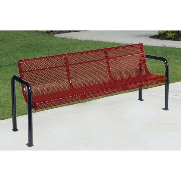 Ultrasite Portable/Surface Mount Contour Bench, Red Galvanized Steel, 6'