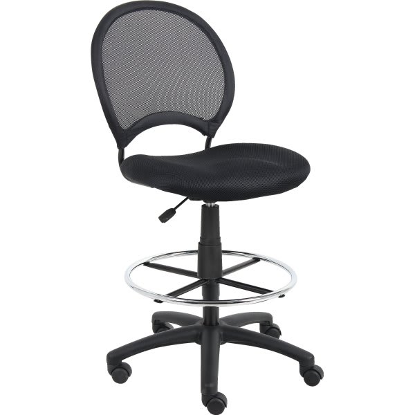 Boss Mesh Drafting Stool Round Backrest, Black