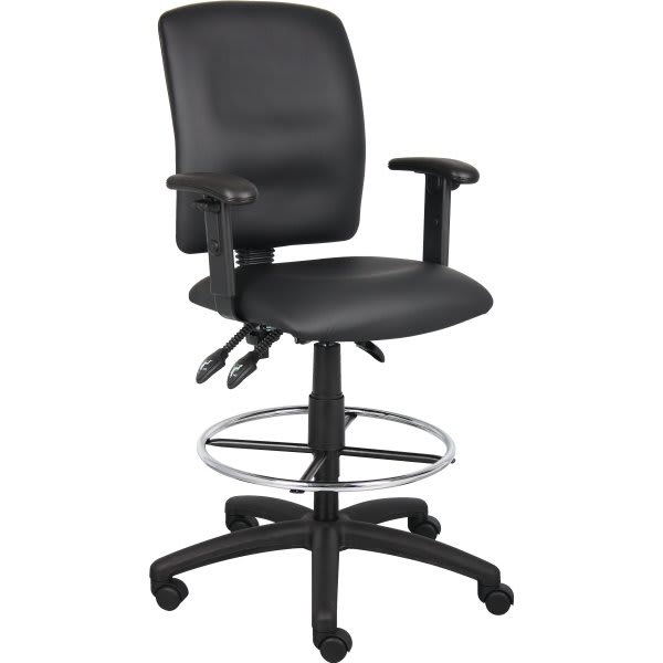 Boss Leatherplus Drafting Stool With Arms