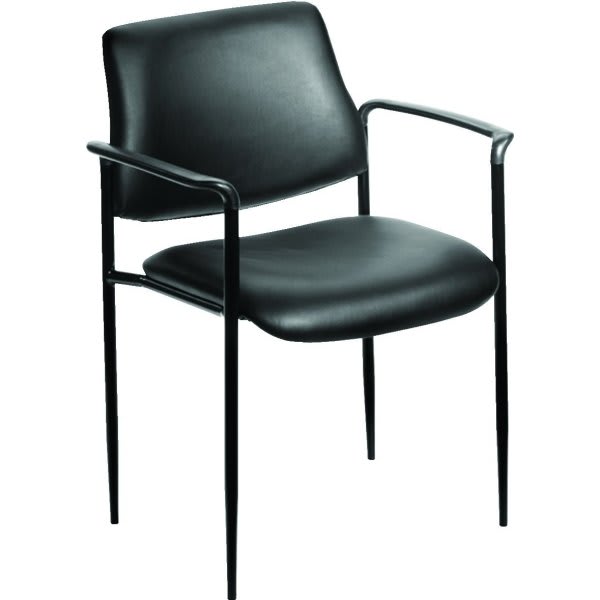 Boss Diamond Stackable Chair With Arms, Square Back, Caressoftplus, Black