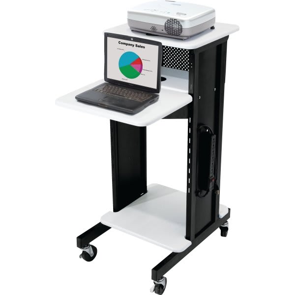 Oklahoma Sound Premium Presentation Cart Black With Ivory Woodgrain