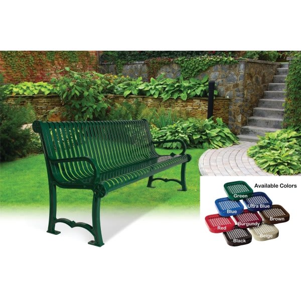Ultrasite 4 Ft. Charleston Bench, Ultrablue Thermoplastic Coated Expanded Steel