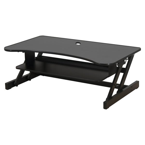 Lorell Deluxe Sit To Stand Desk Riser, Black, 16.31" Maximum Rise