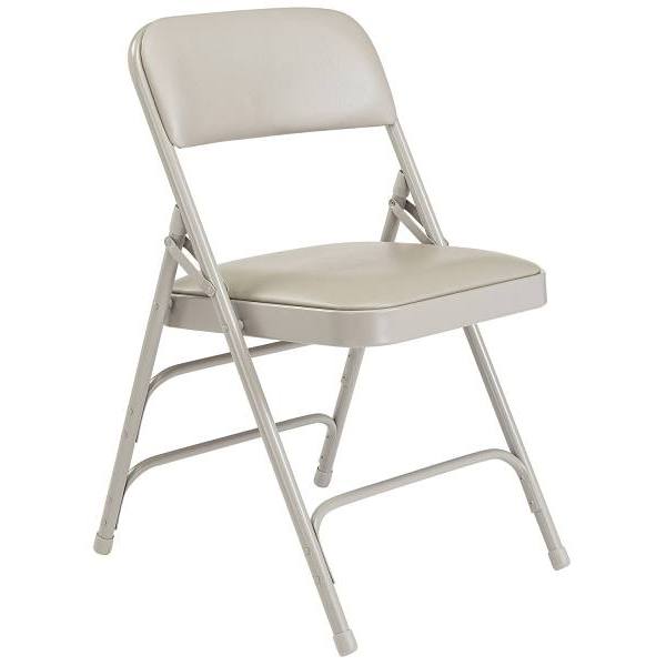 National Public Seating Premium Vinyl Grey Folding Chairs, Package Of 4