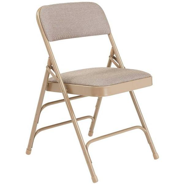National Public Seating Premium Fabric Beige Folding Chairs, Package Of 4