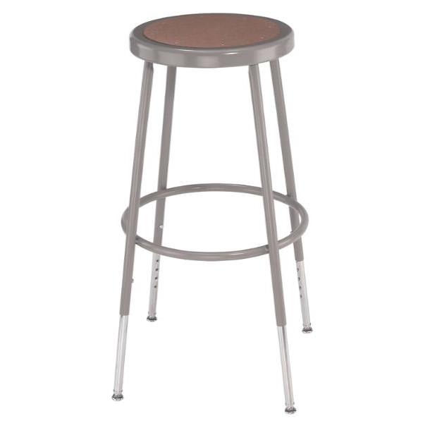 National Public Seating Round Adjustable Height Stool With Hardboard Seat 25-33