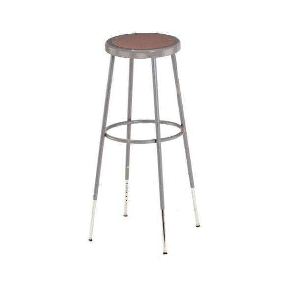 National Public Seating Round Adjustable Height Stool With Hardboard Seat 31-39